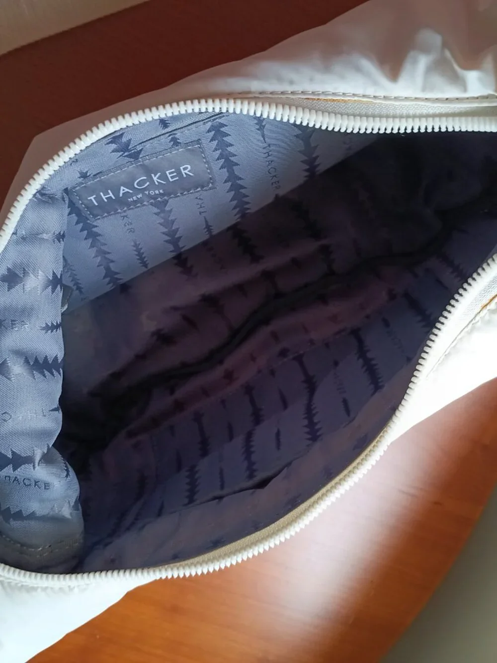 NWT Thacker Cream Nylon Large Crescent Shape Crossbody - Picture 6 of 12
